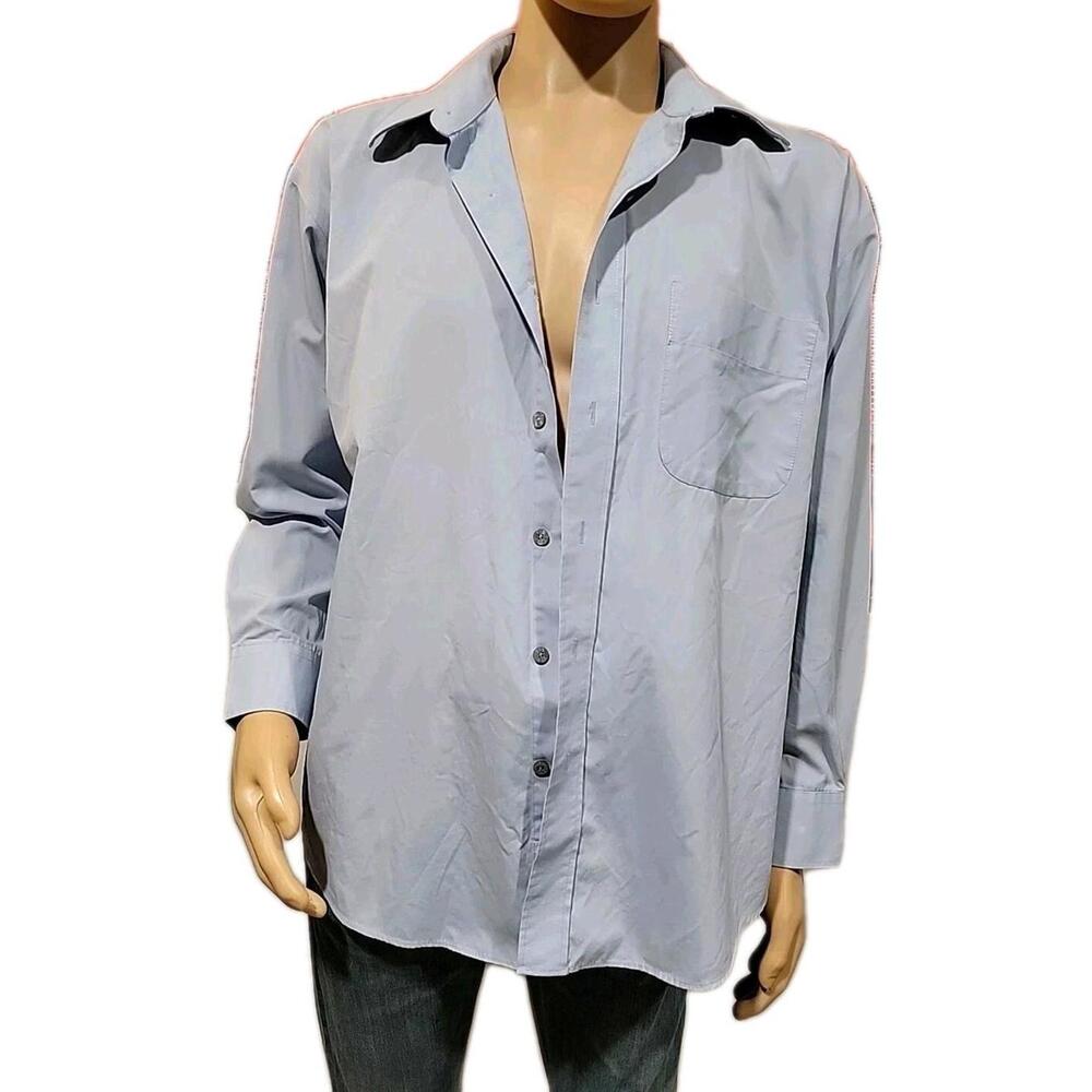 YSL Yves Saint Laurent Men's Shirt Size 16.5 32-33 Vintage 90's Up  Blue #R1